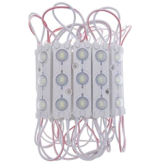 Módulo Injetado Led SMD 7025 mini c/ 3led 12v 1,5w Branco Quente 3000k-3500k