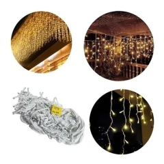 Cascata 100 Leds BQ Luz Natal 3,07x065m 110v 8 Funções - Center Comp Led