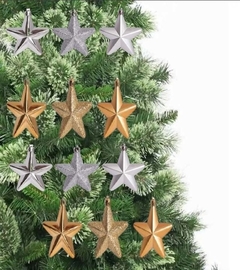 Enfeite Estrela 7Cm Com 4 Pcs Dourado - comprar online