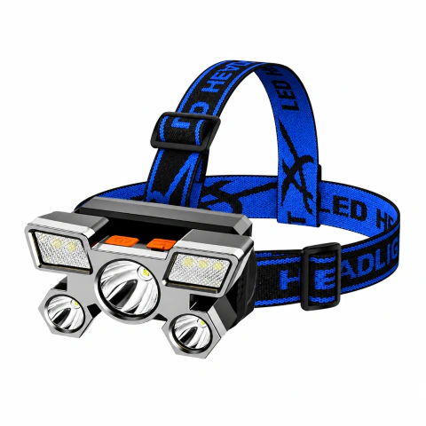 Lanterna de Cabeça LED 4 Modos Iluminação Recarregável USB Ajuste 90 graus - loja online