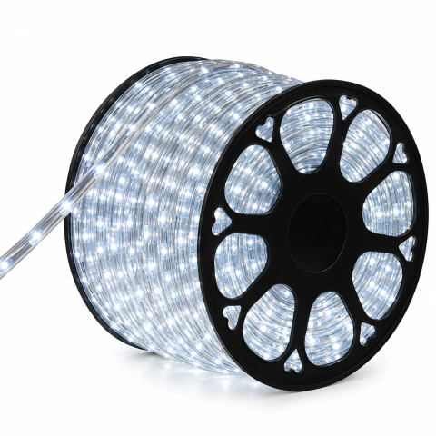 Mangueira Led Redonda 12mm IP67 220v Branco Frio 100m + 4 Conector