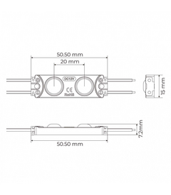 Módulo Injetado Led SMD 7025 2 Led c/ lente 12v 1w IP65 Branco Frio na internet