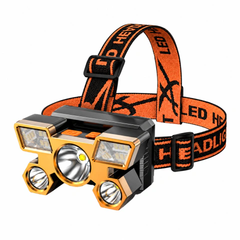 Lanterna de Cabeça LED 4 Modos Iluminação Recarregável USB Ajuste 90 graus - centercomp led
