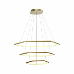 LUSTRE LED PENDENTE HEXAGONAL C/ 5 ARCOS 4º OPÇÃO na internet