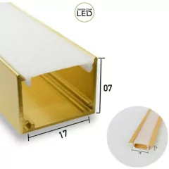 Perfil de Led Slim 17x7 Gold Dourado Para Fita Led 2m