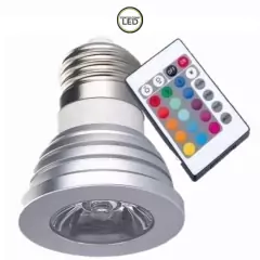 Lâmpada Led Dicroica 3w E27 Cob Rgb Bivolt + Controle