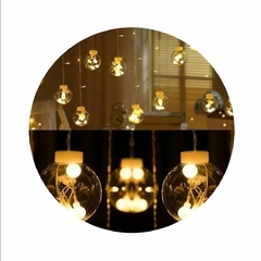 Cascata Cortina Luxo Led Natal 10 Bolas Decoração Bivolt