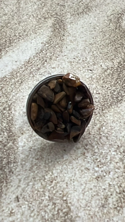 Anel Fragmentos Olho de Tigre Inox