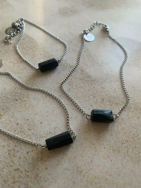 Tornozeleira Turmalina Negra Inox