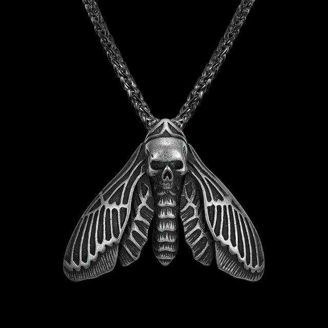 Collar Con Dije Colgante Polilla De La Muerte thumbnail 2