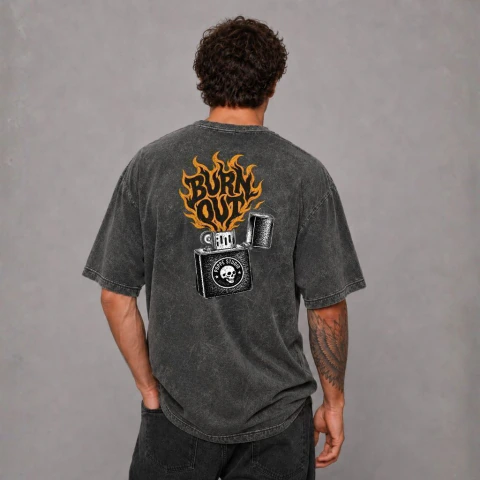 Remera Oversize Burn Out Stone Washed