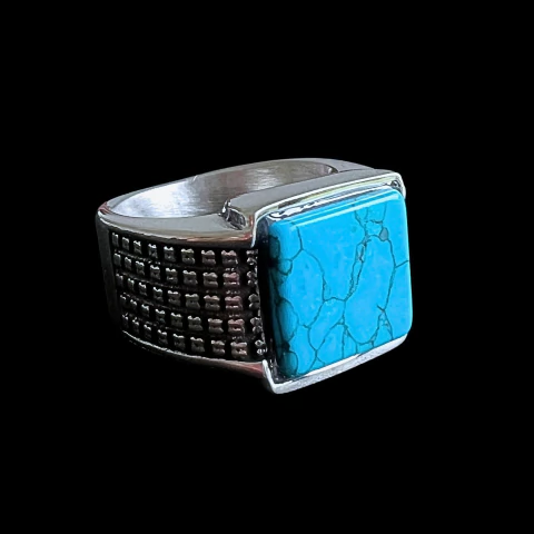 Anillo cuadrado piedra Turquesa Blue - comprar online