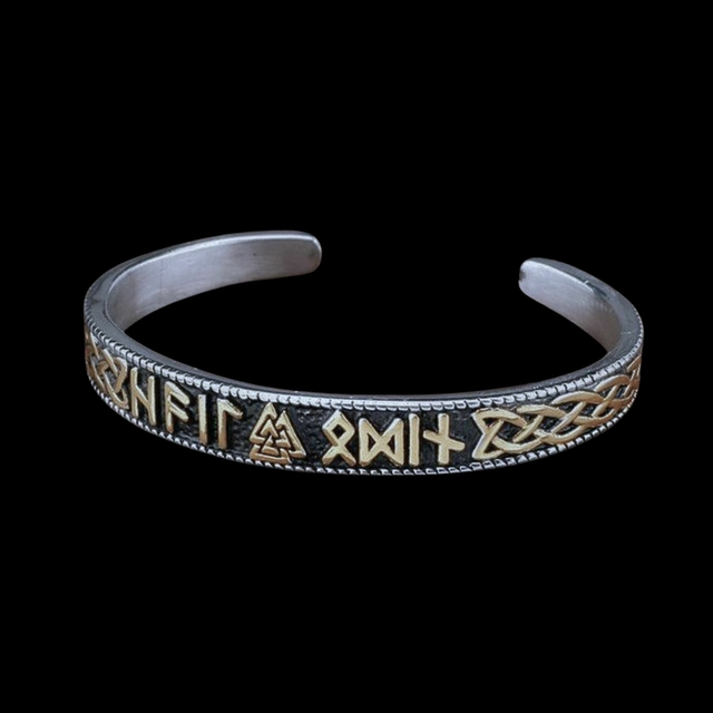 Pulsera Esclava Alfabeto De Odin Runas Doradas thumbnail 2