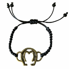 Pulseira EL Macramê Preto/Ouro Velho Mangalarga Marchador PL25.1