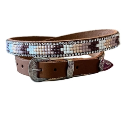 Bandinha Para Chapéu Degrade 4 Marrom Strass Couro Marrom BC97