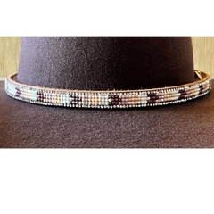 Bandinha Para Chapéu Degrade 4 Marrom Strass Couro Marrom BC97 na internet