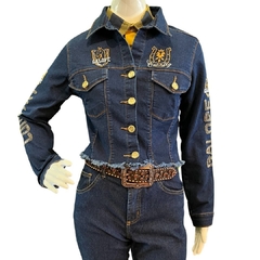 Jaqueta Feminina Galope Jeans Escura Com Paete 2424