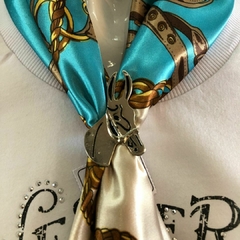 Lenço Gravata Estampada Azul Claro Passador Mula LG06 - comprar online