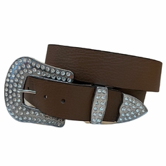 Cinto Couro Fivela Strass Havana 3800
