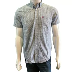 Camisa Masculina TXC MC Custom Xadrez Tons Azul Bordado Bordo 2963C