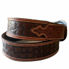 Cinto Pyramid Couro Jacaré Café 7550 - comprar online