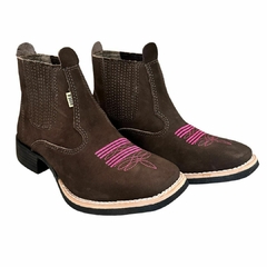 Bota F1000 BQ Nobuck Café/Rosa 096.01