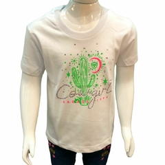 T-shirt Infantil Radade Girls M/C Cactus Strass Branca RDA46.1