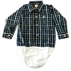 Body Baby Ranch ML Xadrez Azul Marinho/Azul Turquesa/Branco B038