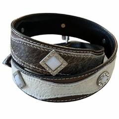 Cinto West Belts Couro Pelo Claro Strass Marrom A36 - comprar online