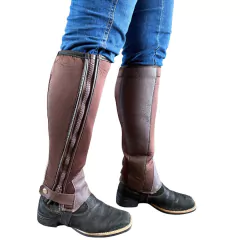 Perneira Artecouro Dorense Neopreme/Couro Craquelado Lisa Zíper Marrom 921