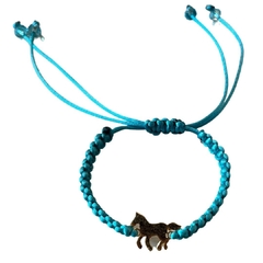 Pulseira EL Macramê Azul BB/Dourado PL22.1