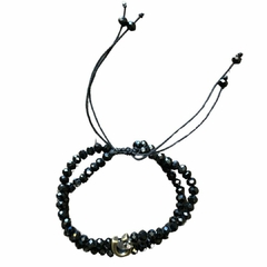 Pulseira EL Miçangas Preta Ferradura Ouro Velho PL27.5