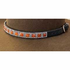 Bandinha Para Chapéu Strass Cobre/Pérola Couro Preto BC46 na internet