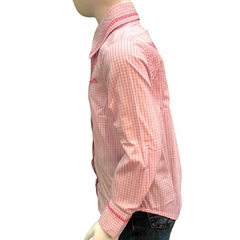 Camisete Infantil Country E Cia Xadrez Strass e Bordado Rosa/Branca 3176 - Barcelos Country
