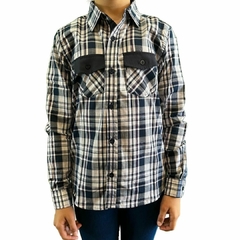 Camisa Infantil MX72 ML Xadrez Branco/Vinho/Marinho 21038.9