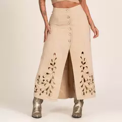 Saia Feminina Buphallos Midi Fenda Luxo BPL1123