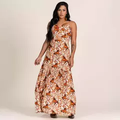 Vestido Buphallos Longo Estampado Off Floral BPL1201