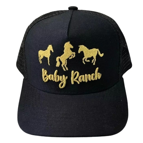Boné Infantil Baby Ranch Cavalos Preto/Dourado BN242 - comprar online