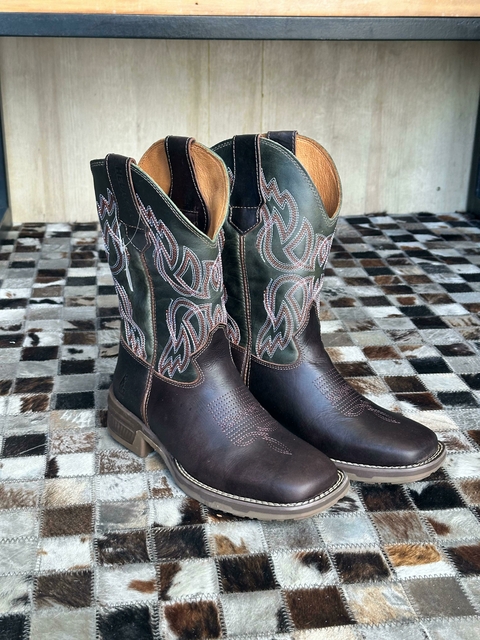 Bota Masculina Country Helazza Western Boots Theodore Jump Café/Verde Musgo 20825 - comprar online