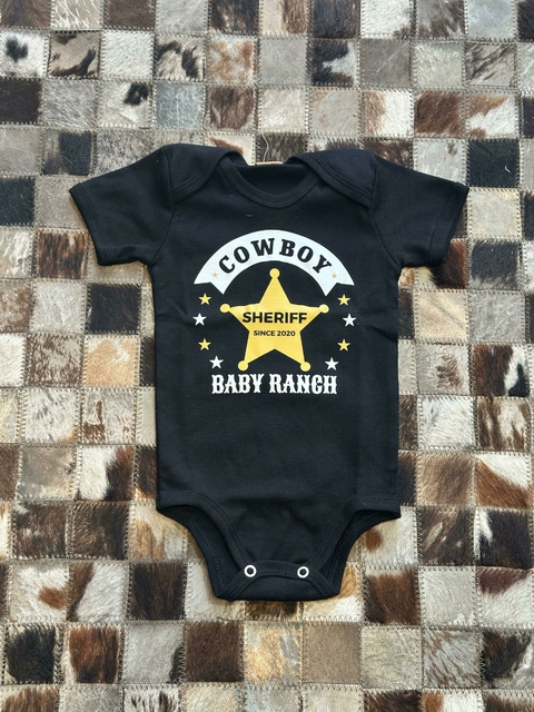 Body Baby Ranch Manga Curta Sheriff Preto B1411 - comprar online