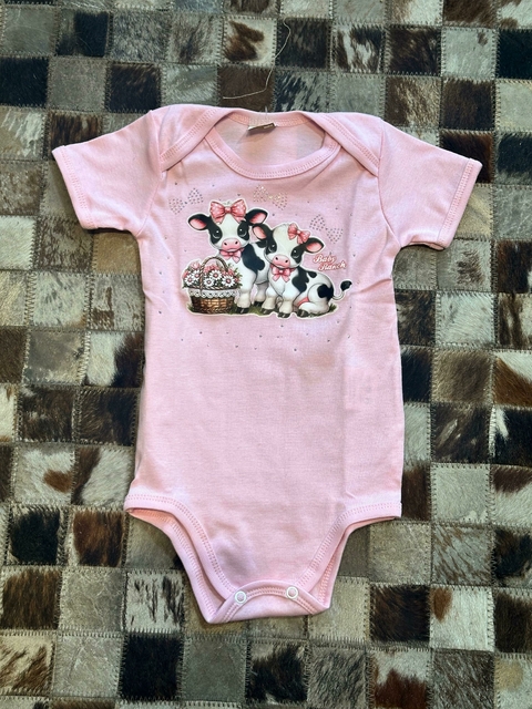 Body Baby Ranch Manga Curta Vaquinha Rosa B1406 - comprar online