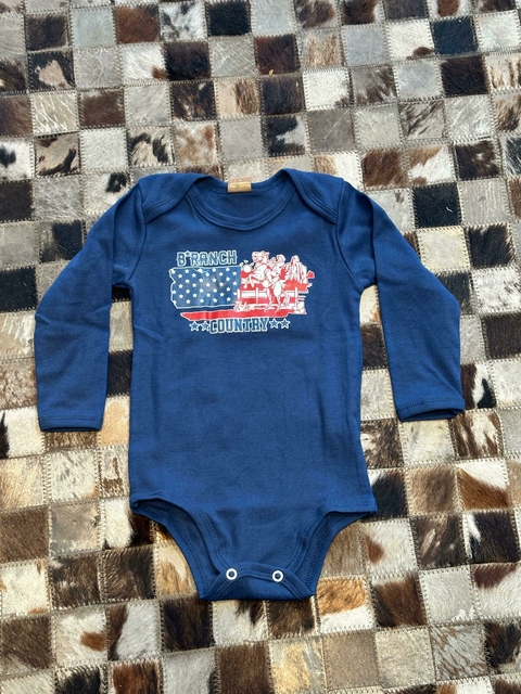 Body Baby Ranch Manga Longa Azul B1401 - comprar online