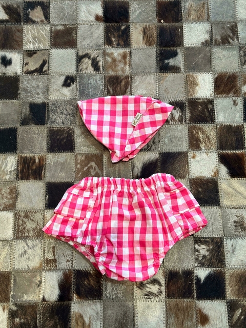Tapa Fralda Baby Ranch Xadrez Rosa/Branco 3022TF - comprar online