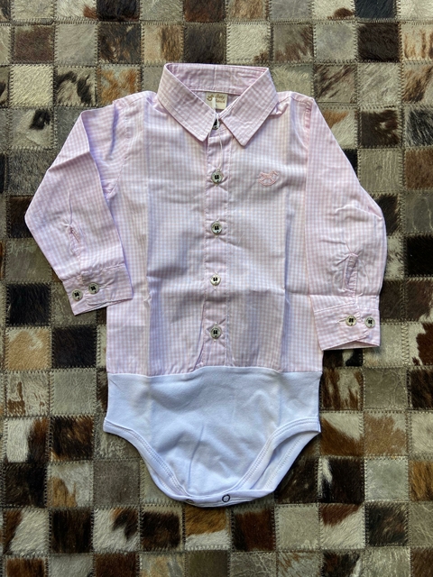 Body Baby Ranch ML Xadrez Rosa/Branco B112 - comprar online