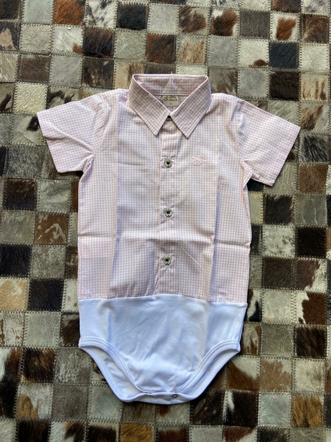 Body Baby Ranch MC Xadrez Rosa Claro/Branco B115 - comprar online