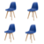 Conjunto 4 Cadeiras Eames Wood Azul Bic