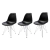 Conjunto 3 Cadeiras Eames Pp Preto Eiffel Cromada