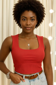 Cropped em Ribana Regata com Decote Redondo Guadalupe - comprar online