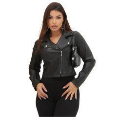 Jaqueta Blusa Bomber Feminina Motociclista Casual - Preto na internet