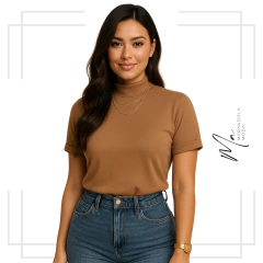 T-shirt de Viscolycra Gola Alta Marandola Moda - Marandola Moda